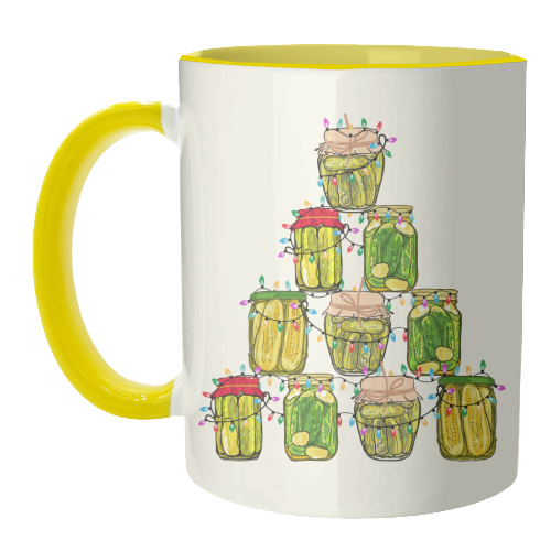 Pickle Jar Christmas Tree with Lights - unique mug by EZbie