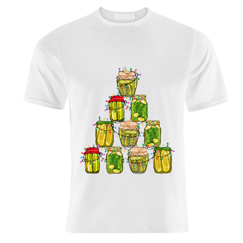 Pickle Jar Christmas Tree with Lights - unique t shirt by EZbie