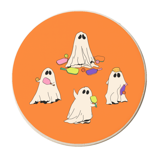Pickleball Halloween Spirit - personalised beer coaster by EZbie