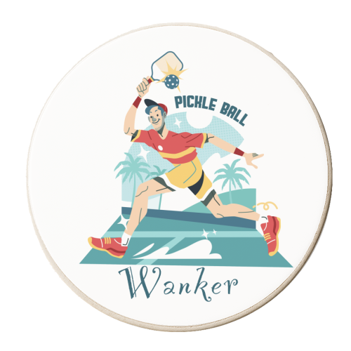 Pickleball wanker - funny, humour, joke - personalised beer coaster by UKVanlife