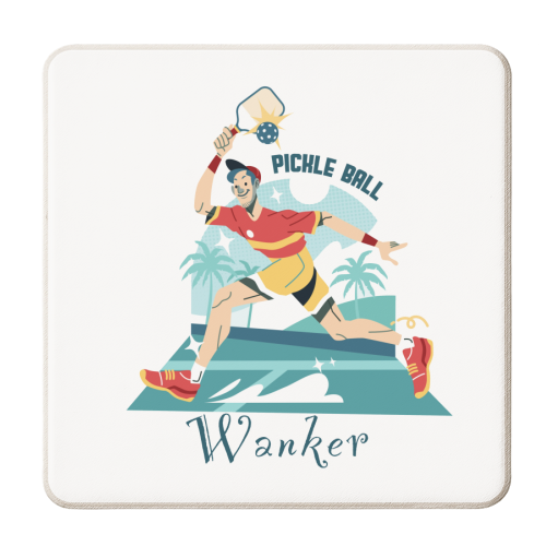 Pickleball wanker - funny, humour, joke - personalised beer coaster by UKVanlife