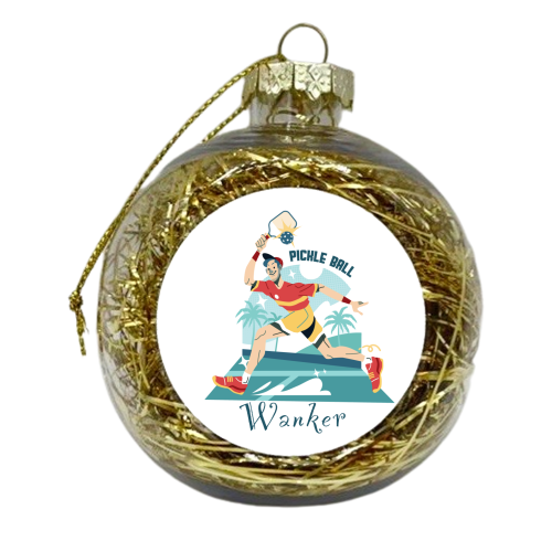 Pickleball wanker - funny, humour, joke - xmas bauble by UKVanlife