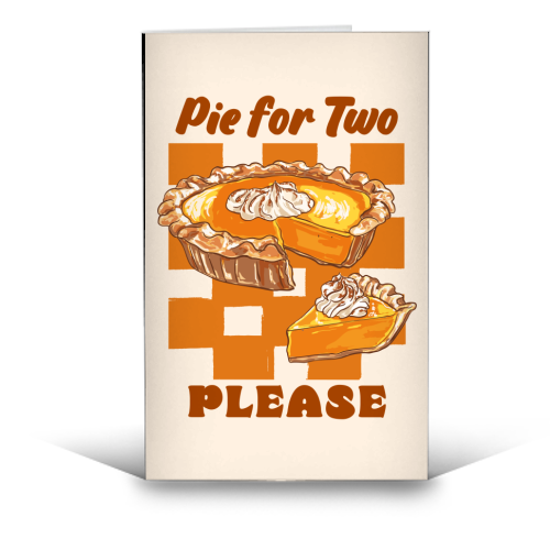 Pie for Two Vintage Dessert Illustration - funny greeting card by EZbie