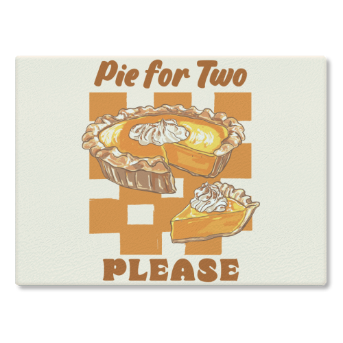 Pie for Two Vintage Dessert Illustration - glass chopping board by EZbie