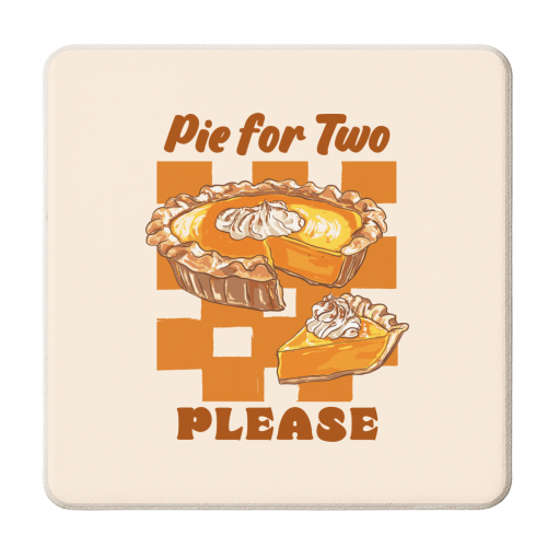 Pie for Two Vintage Dessert Illustration - personalised beer coaster by EZbie