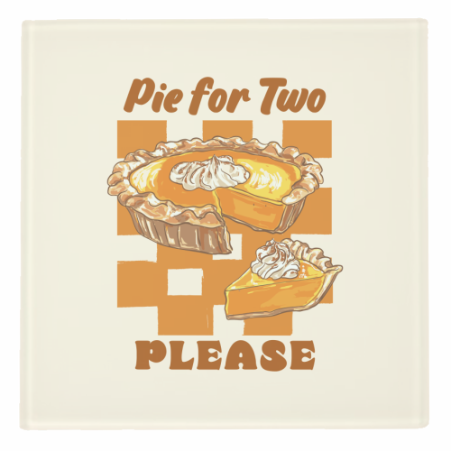 Pie for Two Vintage Dessert Illustration - personalised beer coaster by EZbie