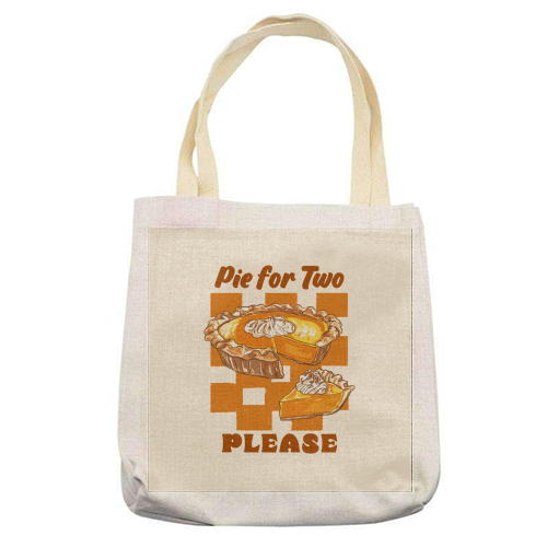Pie for Two Vintage Dessert Illustration - printed canvas tote bag by EZbie