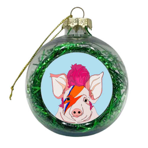 Piggy Stardust - xmas bauble by Casey Rogers