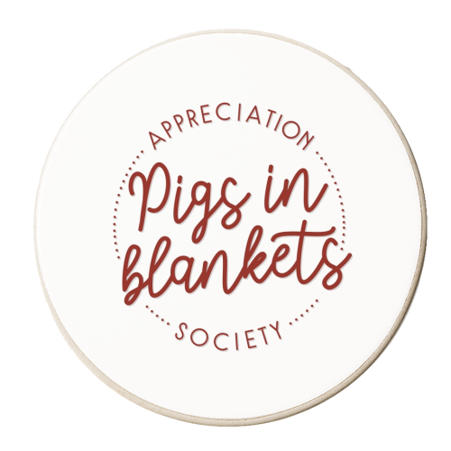 Pigs in blankets appreciation society - personalised beer coaster by The Girl Next Draw