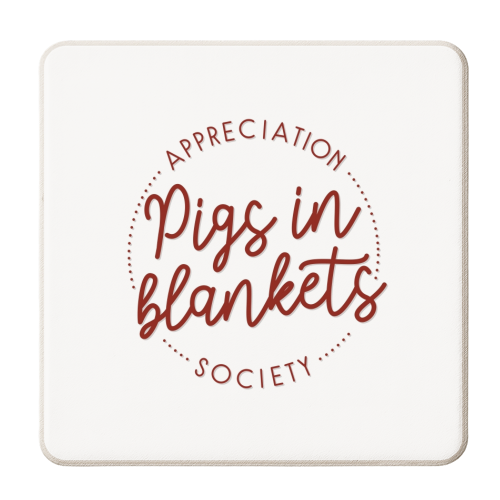 Pigs in blankets appreciation society - personalised beer coaster by The Girl Next Draw