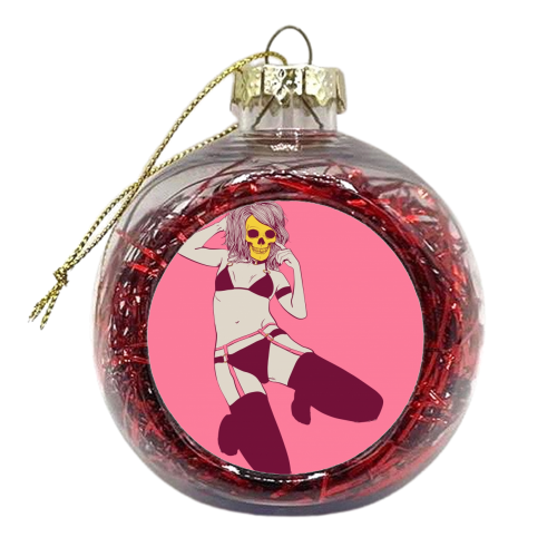 Pin-up skull girl - xmas bauble by despairLegion