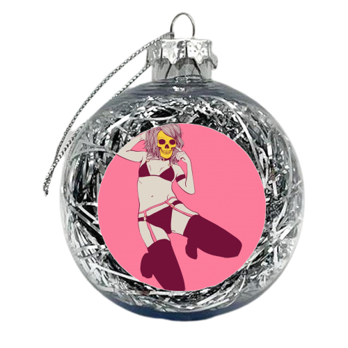 Pin-up skull girl - xmas bauble by despairLegion