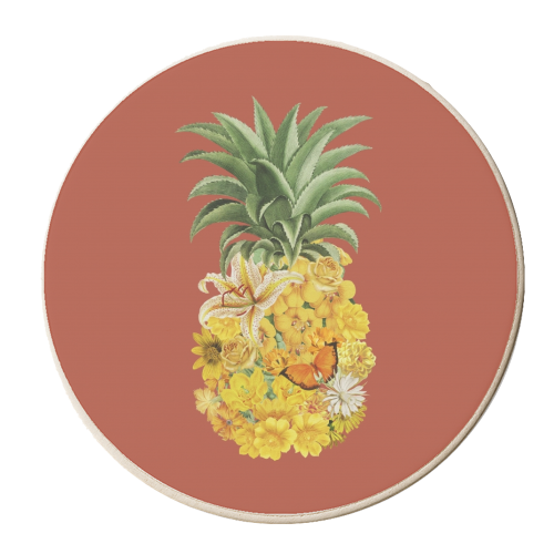 Pineapple Floral - personalised beer coaster by Frida Floral Studio