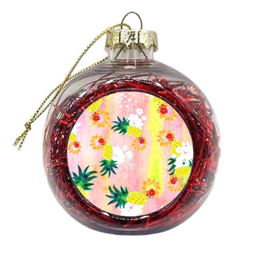 Pineapple Pastels - xmas bauble by Yaz Raja