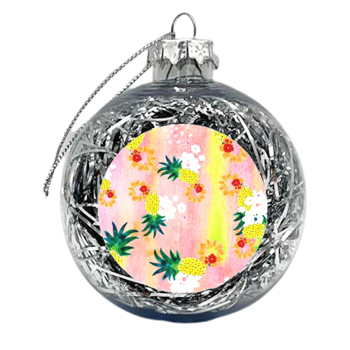 Pineapple Pastels - xmas bauble by Yaz Raja