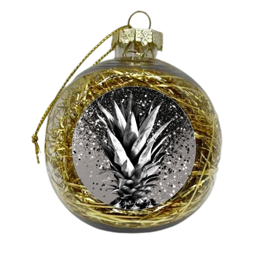 Pineapple Silver Gray Glitter Glam #1 #tropical #fruit #decor #art - xmas bauble by Anita Bella Jantz