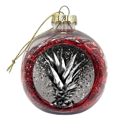 Pineapple Silver Gray Glitter Glam #1 #tropical #fruit #decor #art - xmas bauble by Anita Bella Jantz