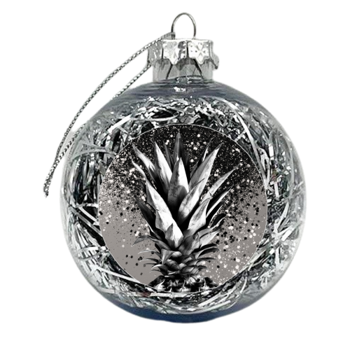 Pineapple Silver Gray Glitter Glam #1 #tropical #fruit #decor #art - xmas bauble by Anita Bella Jantz