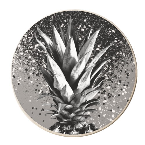 Pineapple Silver Gray Glitter Glam #1 #tropical #fruit #decor #art - personalised beer coaster by Anita Bella Jantz