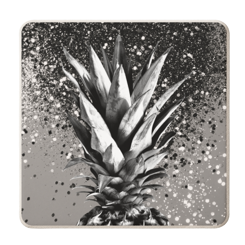 Pineapple Silver Gray Glitter Glam #1 #tropical #fruit #decor #art - personalised beer coaster by Anita Bella Jantz