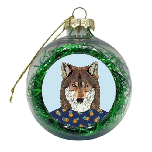 Pineapple Wolf - xmas bauble by Casey Rogers