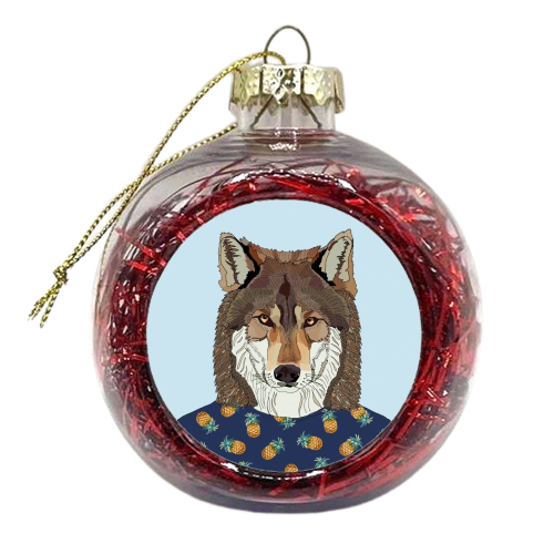 Pineapple Wolf - xmas bauble by Casey Rogers