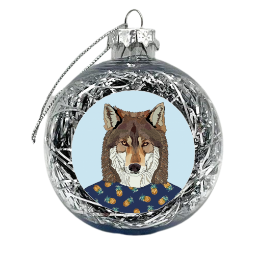 Pineapple Wolf - xmas bauble by Casey Rogers