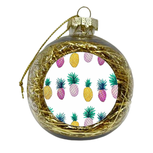 Pineapples  - xmas bauble by Rosemaria Romero