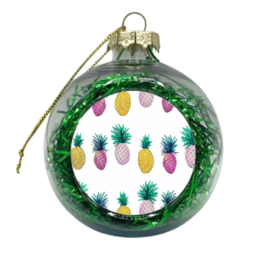 Pineapples  - xmas bauble by Rosemaria Romero