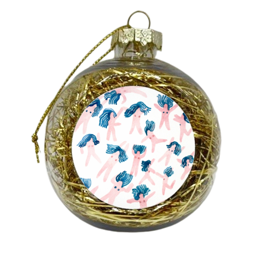 pink and blue dolly - xmas bauble by Miki Lowe