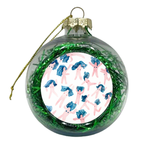 pink and blue dolly - xmas bauble by Miki Lowe