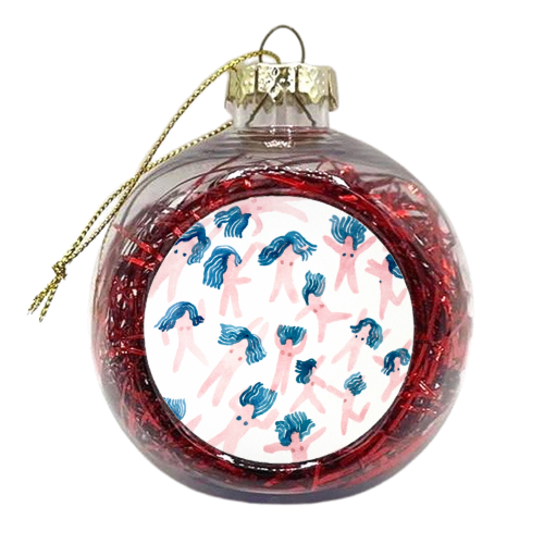 pink and blue dolly - xmas bauble by Miki Lowe