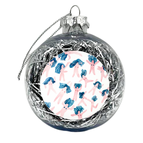 pink and blue dolly - xmas bauble by Miki Lowe