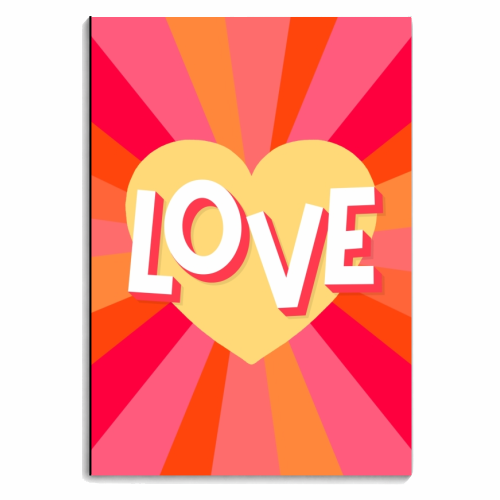 Pink and peach love heart rays - personalised A4, A5, A6 notebook by The Girl Next Draw