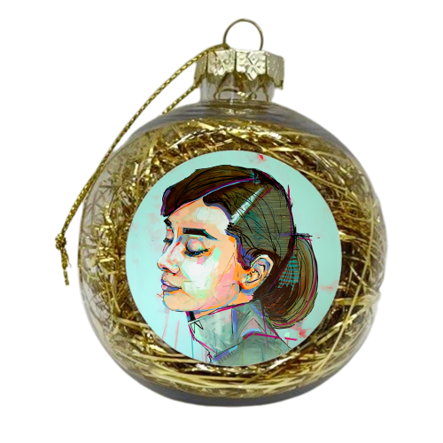 Pink Audrey - xmas bauble by Laura Selevos