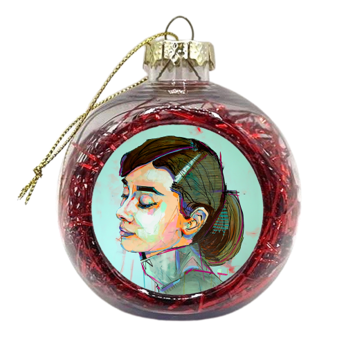 Pink Audrey - xmas bauble by Laura Selevos