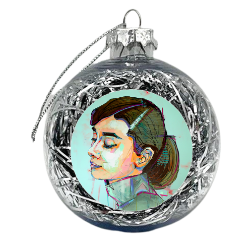 Pink Audrey - xmas bauble by Laura Selevos