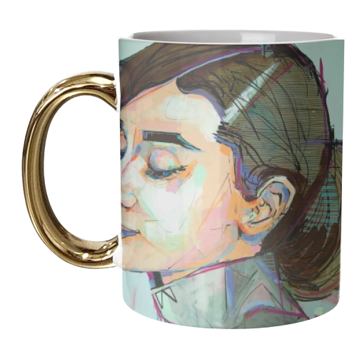Pink Audrey - unique mug by Laura Selevos
