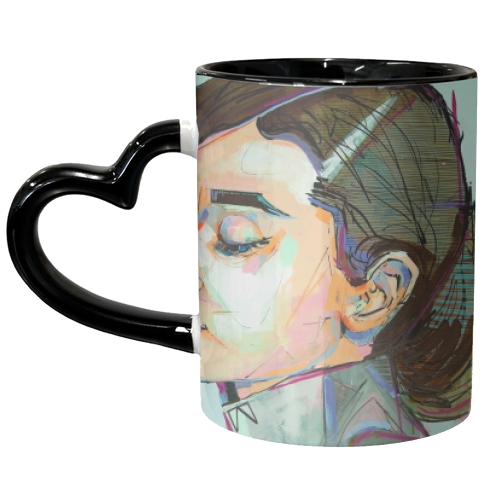 Pink Audrey - unique mug by Laura Selevos