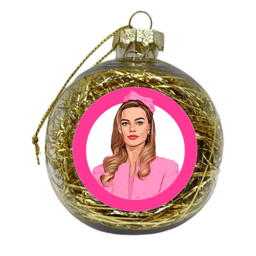 Pink B - xmas bauble by DOLLY WOLFE