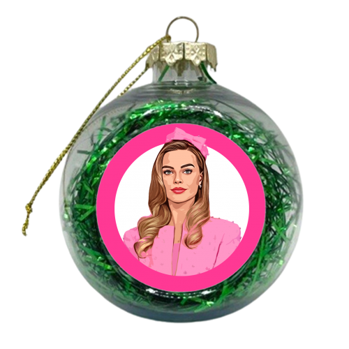 Pink B - xmas bauble by DOLLY WOLFE
