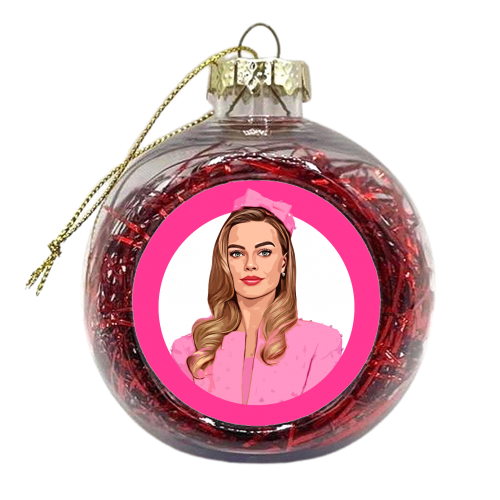 Pink B - xmas bauble by DOLLY WOLFE