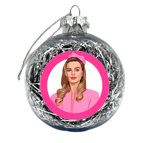 Pink B - xmas bauble by DOLLY WOLFE