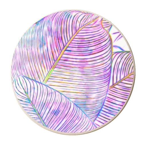 Pink Banana Leaves | Tropical Botanical Jungle | Ultraviolet Purple Nature Plants | Eclectic Forest - personalised beer coaster by Uma Prabhakar Gokhale