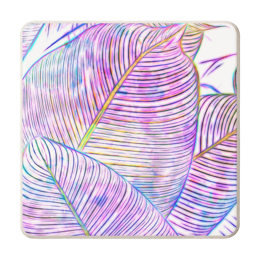 Pink Banana Leaves | Tropical Botanical Jungle | Ultraviolet Purple Nature Plants | Eclectic Forest - personalised beer coaster by Uma Prabhakar Gokhale