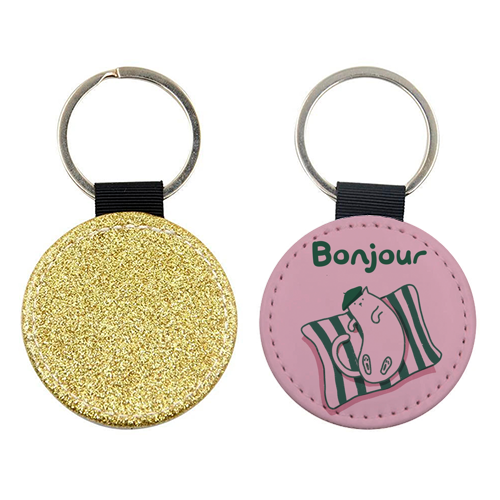Pink Bonjour Cat - keyring by Giddy Kipper