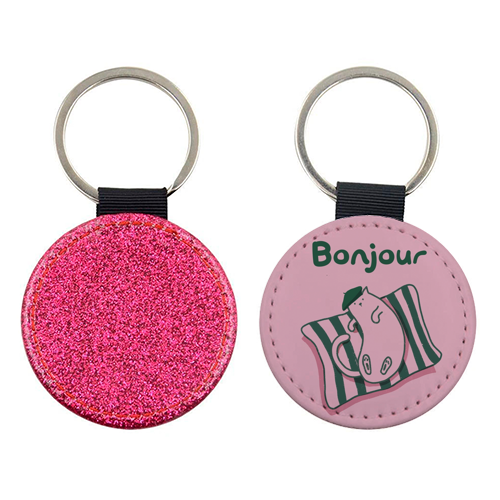 Pink Bonjour Cat - keyring by Giddy Kipper