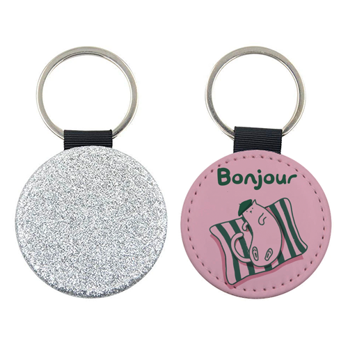 Pink Bonjour Cat - keyring by Giddy Kipper