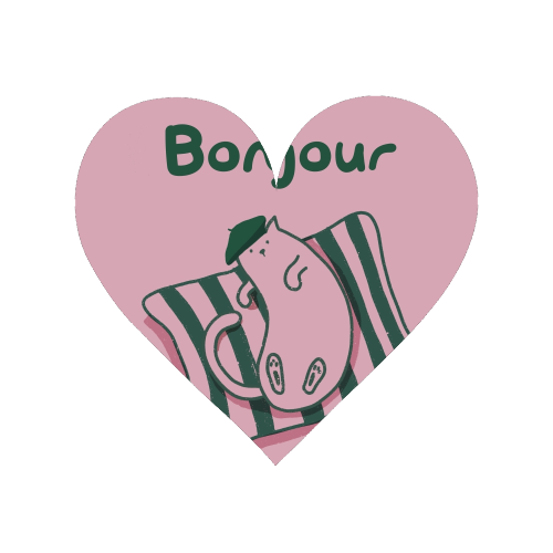 Pink Bonjour Cat - Magnet by Giddy Kipper