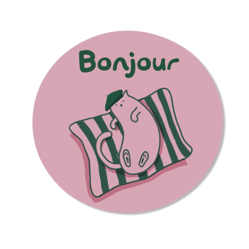 Pink Bonjour Cat - Magnet by Giddy Kipper